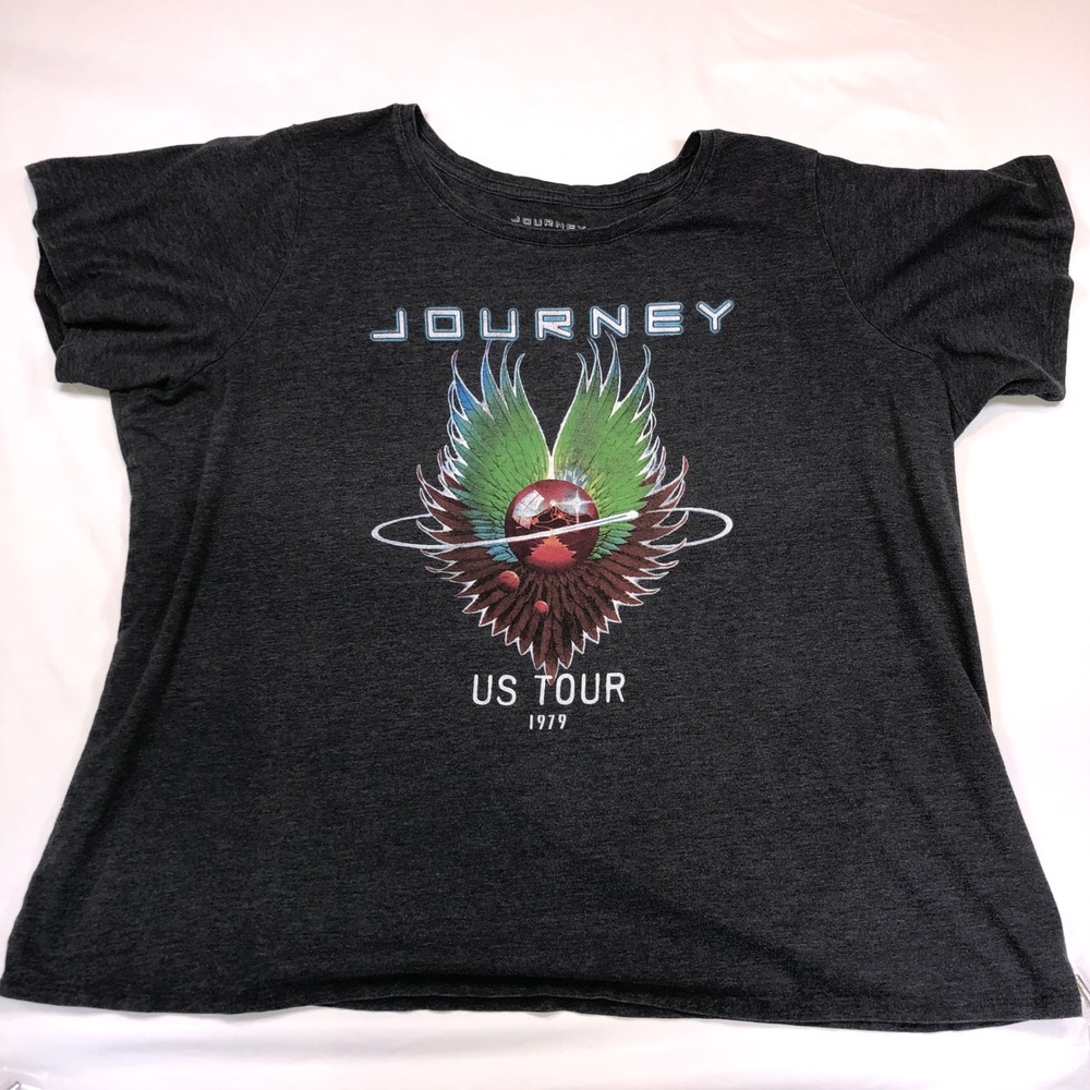Journey US Tour 1979 Graphic T-Shirt Charcoal Grey 3X Rock Band Tee 2021 Nomota